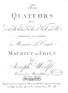 Partition violon 1, 3 corde quatuors, Trois Quatuors Livr. 1, Woelfl, Joseph