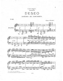Partition complète, Deseo, Estudio de concierto, Op.40, Albéniz, Isaac