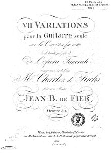 Partition complète, 7 Variations sur la Cavatine Favorite de l opéra Tancredi, Op.50