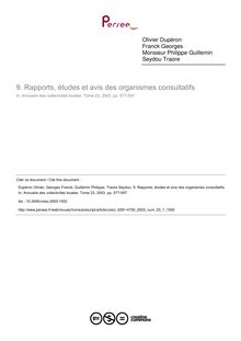 Rapports, études et avis des organismes consultatifs - article ; n°1 ; vol.23, pg 577-597