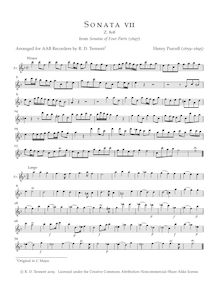 Partition Alto I enregistrement , 10 sonates en Four parties, Purcell, Henry