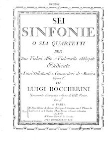 Partition violoncelle, 6 corde quatuors, G.159-164 (Op.2), Boccherini, Luigi par Luigi Boccherini
