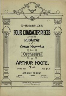 Partition couverture couleur, 4 Characteristic pièces after pour Rubáiyát of Omar Khayyám, Op.48
