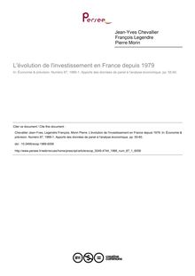 L évolution de l investissement en France depuis 1979 - article ; n°1 ; vol.87, pg 55-60