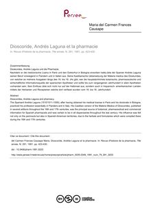 Dioscoride, Andrés Laguna et la pharmacie - article ; n°291 ; vol.79, pg 423-430
