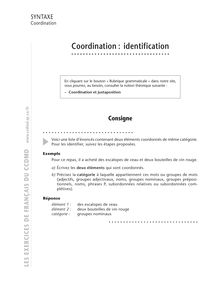 Phrase et modèle de base, Coordination : identification