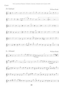 Partition Canto (Galliard + Allmand), Newe ausserlesene Paduanen, Galliarden, Cantzonen, Allmand und Couranten par William Brade
