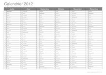 Calendrier du 2ème semestre 2012