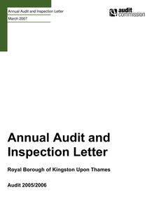 Royal Borough of Kingston upon Thames - Annual Audit and Inspection Letter - FINAL