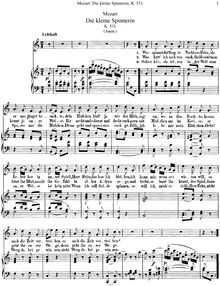 Partition complète, Die kleine Spinnerin, C major, Mozart, Wolfgang Amadeus par Wolfgang Amadeus Mozart