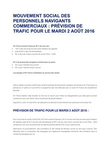 Grève Air France - prévisions mardi 2 août 2016