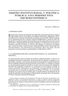 Diseño institucional y política pública: una perspectiva microeconómica (Institutional design and public policy. a microeconomic perspective)
