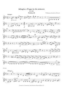Partition violon 2, Adagio et Fugue, String Quartet No.27 ; Adagio und Fuge