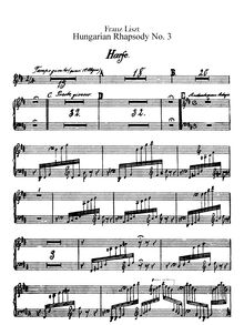 Partition harpe, Hungarian Rhapsody No.6, Tempo giusto, D♭ major