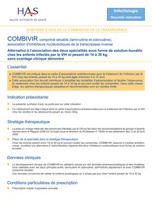 COMBIVIR - Synthèse d avis COMBIVIR - CT5974