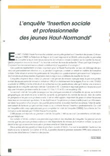 L enquête "insertion sociale et professionnelle des jeunes Haut-Normands"  