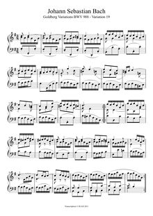 Partition Variation 19, Goldberg-Variationen, Goldberg Variations ; Aria mit 30 Veränderungen ; Clavier-Übung IV