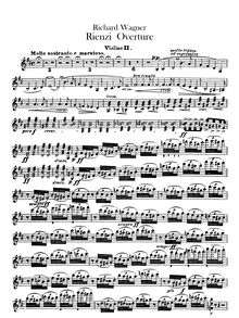 Partition violons II, Rienzi, der Letzte der Tribunen, Wagner, Richard