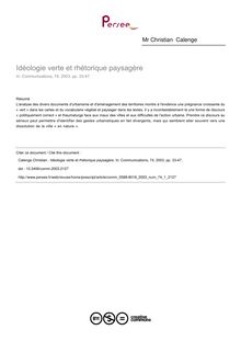 Idéologie verte et rhétorique paysagère - article ; n°1 ; vol.74, pg 33-47