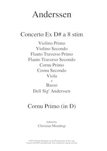 Partition cor 1 (en D), Concerto Ex D# a 8 stim, D major, Anderssen
