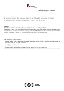 Il senechismo del Ludus de morte Claudii, un puro artificio - article ; n°2 ; vol.108, pg 893-900