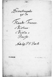 Partition violon, Divertimento en G major, H.642, G major, Bach, Carl Philipp Emanuel