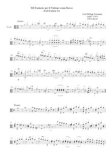 Partition Fantasia No.6, 12 fantaisies pour violon without basse, TWV 40:14-25