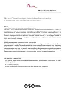 Norbert Elias et l analyse des relations internationales - article ; n°2 ; vol.45, pg 305-327