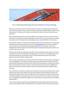 Use a Professional Roofing contractor Dallas For House Roofing