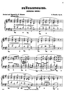 Partition complète, Frühlingslied, Op.15, Chanson de Printemps, Spring Song