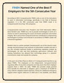 FINRA Named One of the Best IT Employers for the 5th Consecutive Year