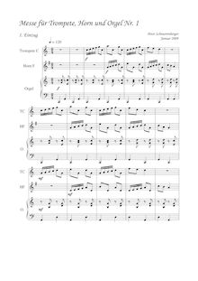 Partition Einzug (Introitus), Mass No. 1 pour trompette, French cor et orgue