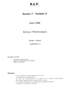 Mathématiques 2006 BEP - Métiers du secrétariat