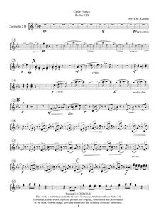 Partition clarinette 2 , partie, Psaume 150, Psalm 150, Franck, César