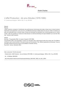 L effet Production : dix ans d études (1978-1988) - article ; n°4 ; vol.88, pg 563-590