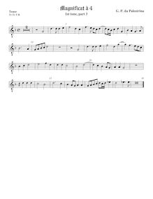 Partition ténor viole de gambe, octave aigu clef, Magnificat Primi Toni par Giovanni Pierluigi da Palestrina