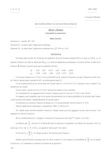 ISFA 2001 2eme epreuve de mathematiques option b