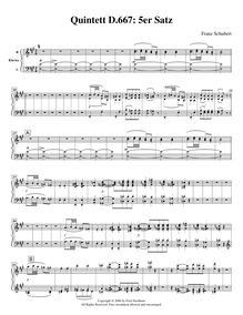 Partition Piano, quintette pour Piano et violon, viole de gambe, violoncelle et contrebasse