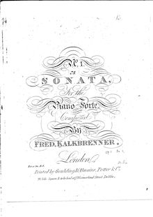 Partition No.1 en F minor, 3 Piano sonates, Kalkbrenner, Friedrich Wilhelm
