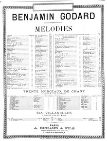 Partition , Jacotte (G minor), 12 Morceaux pour chant et piano, Godard, Benjamin