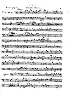 Partition basson 2, Piano Concerto No.26, Krönungskonzert ; Coronation Concerto