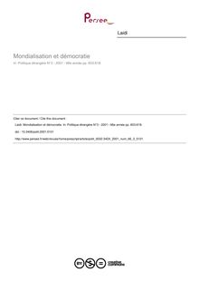 Mondialisation et démocratie - article ; n°3 ; vol.66, pg 603-618