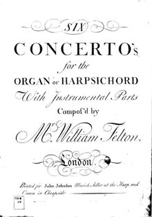 Partition violons 2 Ripieno, 6 Concerto s pour pour orgue ou clavecin avec Instrumental parties