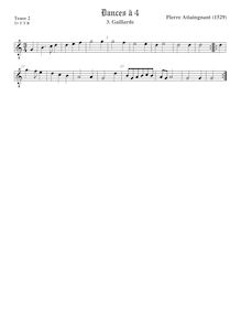 Partition ténor viole de gambe 2, octave aigu clef, Pavan et Galliards à 4