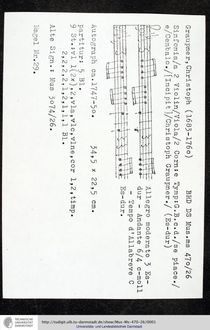 Partition complète et parties, Sinfonia en E-flat major, GWV 558