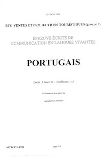 Portugais 2004 BTS Vente et productions touristiques