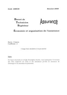 Economie et organisation de l assurance 2008 BTS Assurance