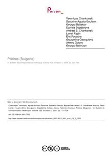Pistiros (Bulgarie)  - article ; n°2 ; vol.125, pg 731-736