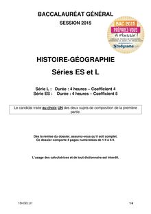 Sujet BAC 2015 LIBAN - ES Histoire-Géographie
