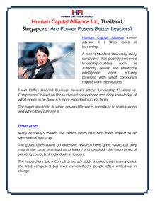 Human Capital Alliance Inc, Thailand, Singapore: Are Power Posers Better Leaders?